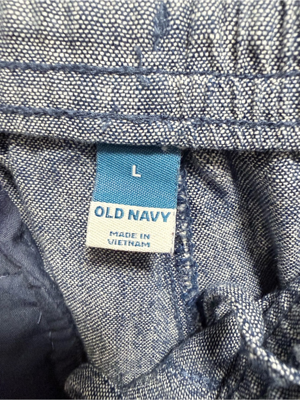 Old Navy Heathered Navy Elastic Waist Linen Chinos - Picture 4 of 10